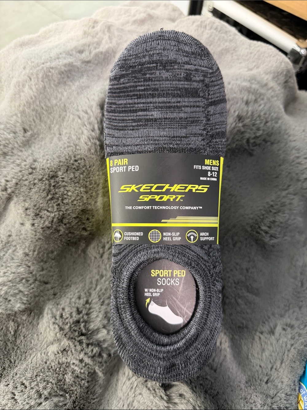 Skechers Sport Men's Charcoal/Gray No-Show Sport Ped Socks - 8 Pair